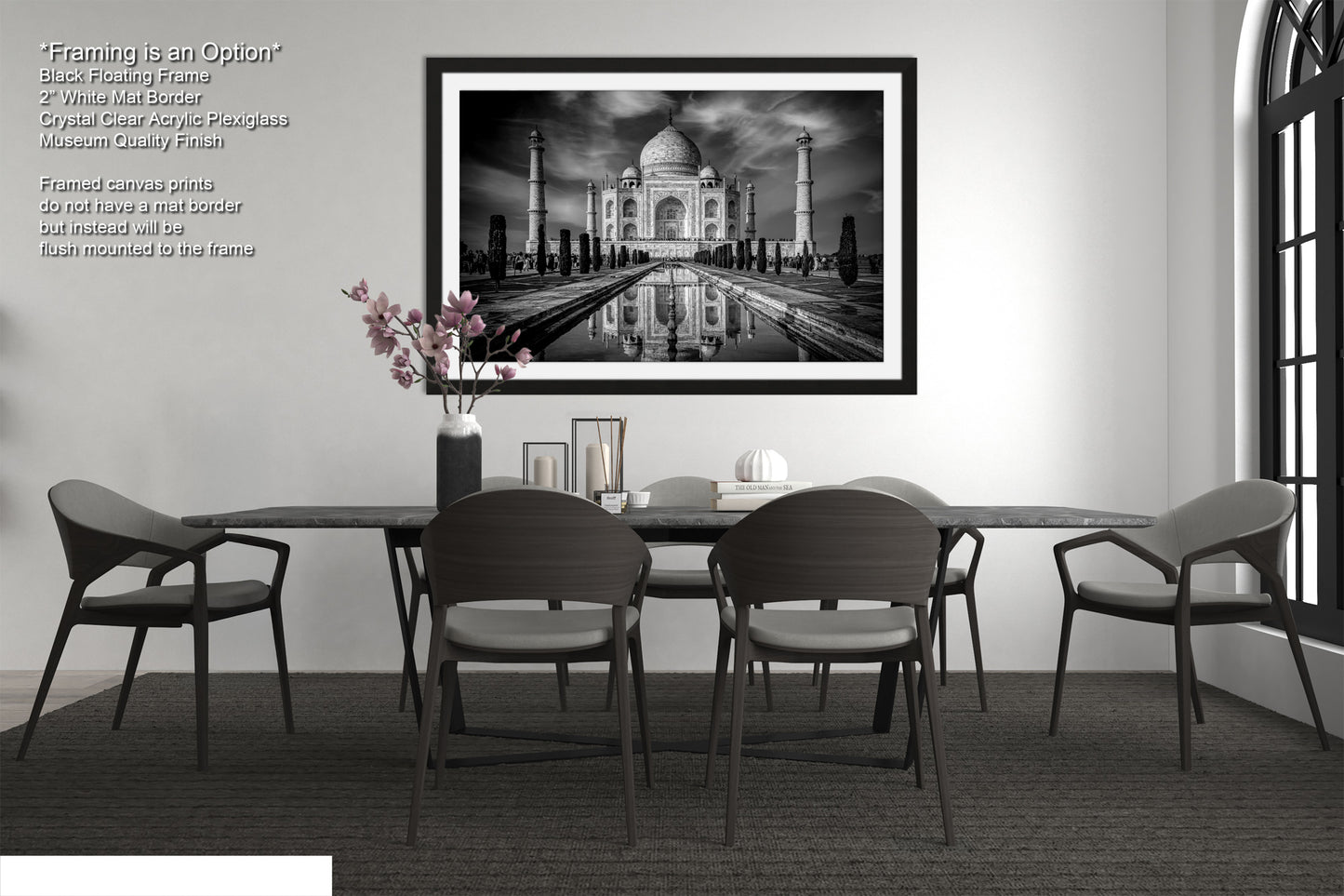 Taj Mahal Art Print, Photo Art, Black and White Canvas Print, Home Decor, Wall Art, Architecture Photography, India Photography, Travel