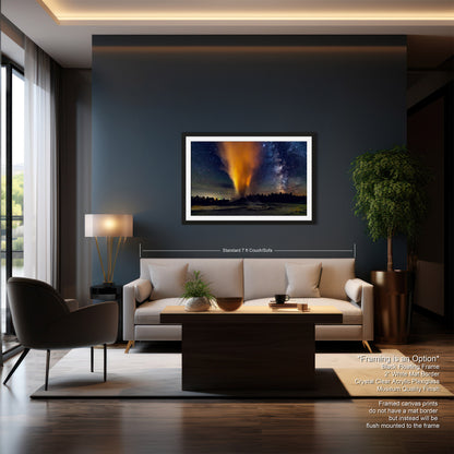 Starry Night in Yellowstone, Night Sky, Milky Way, Living Room, Bedroom, Office, Dorm, Canvas, Metal, Acrylic, Paper Print