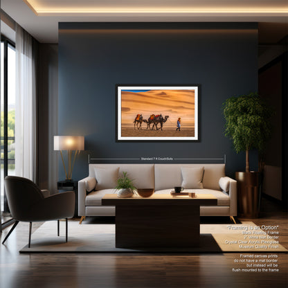 Sahara Desert Canvas Print, Camels, Morocco Photography, Photo Art, Canvas Wall Art, Desert Landscape, Travel Photography