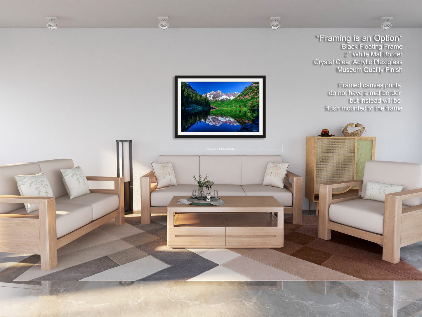 Reflections of Maroon Bells in spring, Aspen Colorado artwork, mountain lake, nature wall art, triptych, office decor,