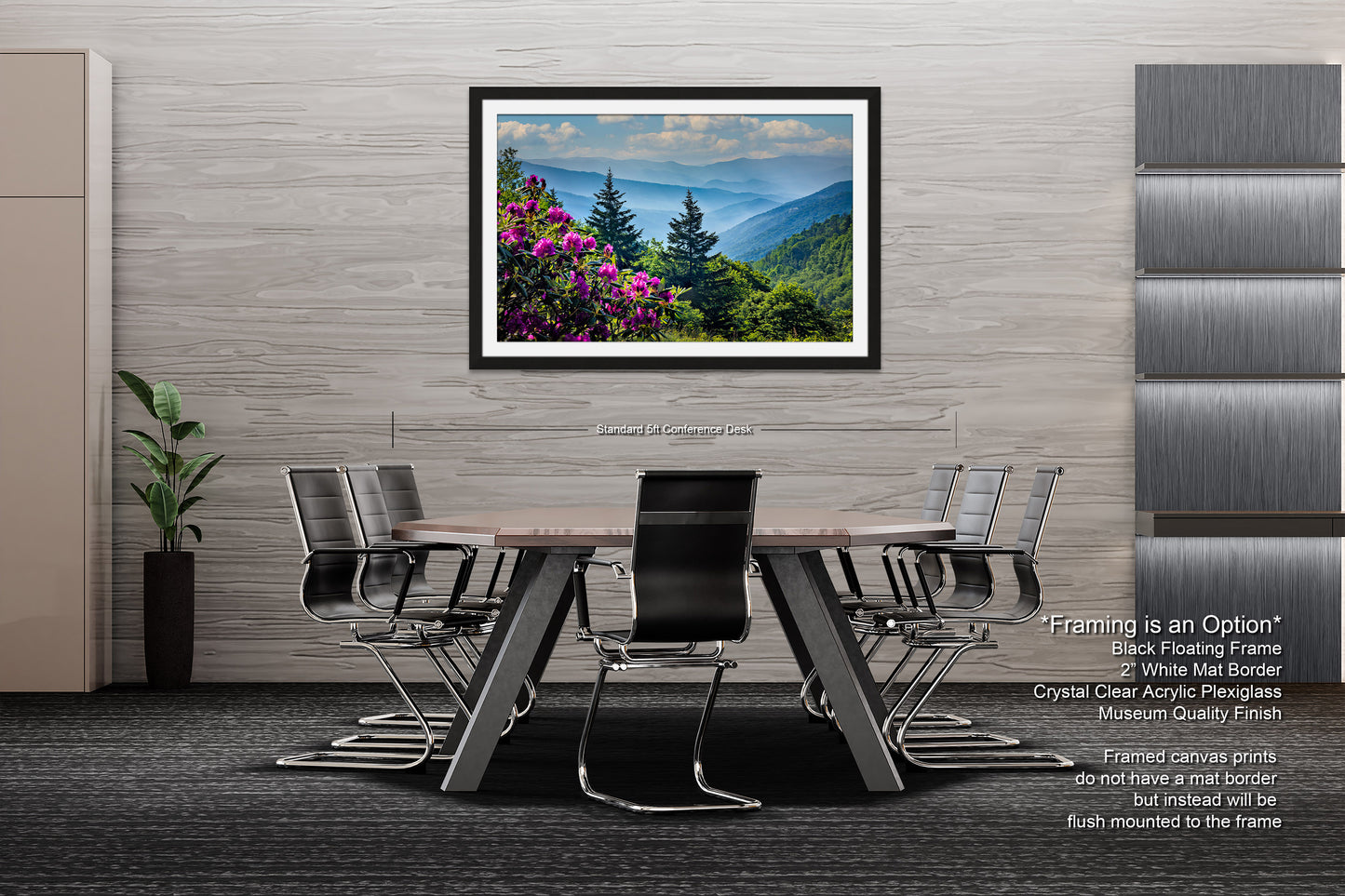 Blue Ridge Mountains and Rhododendrons, Blue Ridge Parkway, North Carolina, Photography wall art