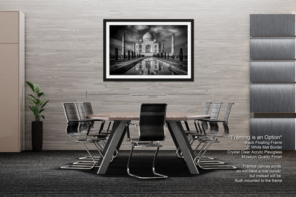 Taj Mahal Art Print, Photo Art, Black and White Canvas Print, Home Decor, Wall Art, Architecture Photography, India Photography, Travel