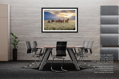 Wyoming Wild Horses Wall Art Print, Wild Mustang Photo, Wildlife Canvas, Cowboy Old West Decor for Home, Living Room, Bedroom Office