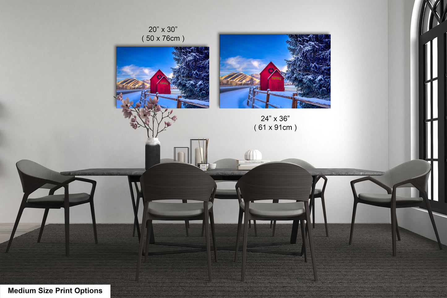 Sun Valley | Idaho | Red Barn | Winter Lights | Print | Paper | Canvas | Metal | Acrylic