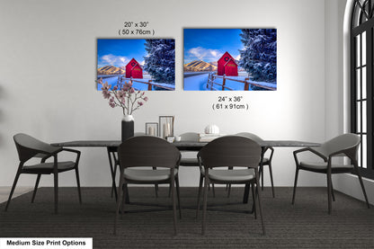 Sun Valley | Idaho | Red Barn | Winter Lights | Print | Paper | Canvas | Metal | Acrylic