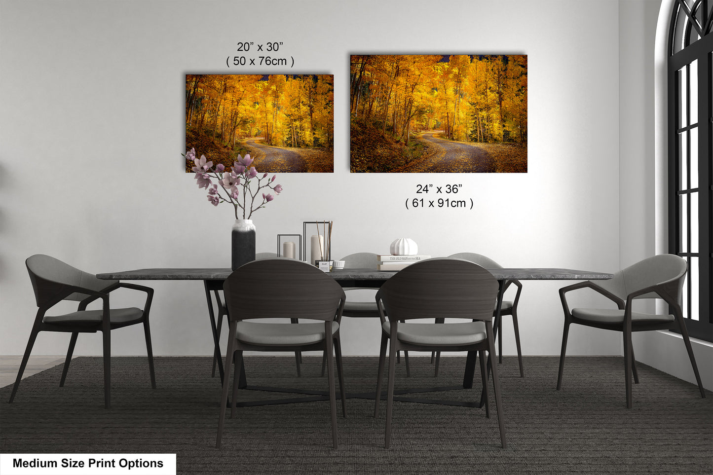 Colorado Aspens, Curvy road, autumn color, Little Cimarron Valley, Rocky Mountains, golden leaves, Photography wall art