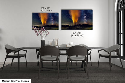 Starry Night in Yellowstone, Night Sky, Milky Way, Living Room, Bedroom, Office, Dorm, Canvas, Metal, Acrylic, Paper Print