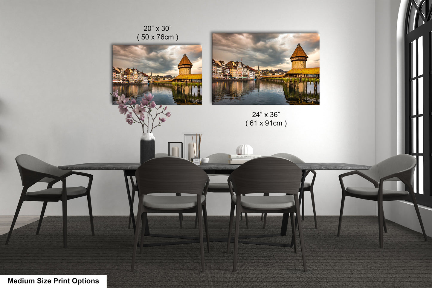 Lucerne Bridge Photography, Kapellbrucke Print, Chapel Bridge Photo Art, Canvas Print, Canvas Wall Art, Fine Art Print