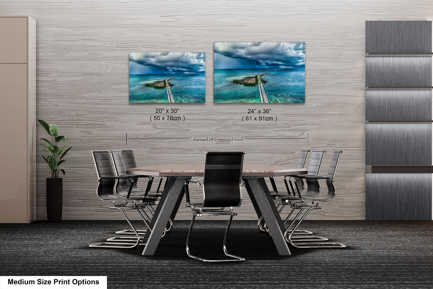 Seven Mile Bridge Wall Art - Florida Keys Stormy Ocean Landscape Print - Coastal Scenic Canvas Decor for Home & Office