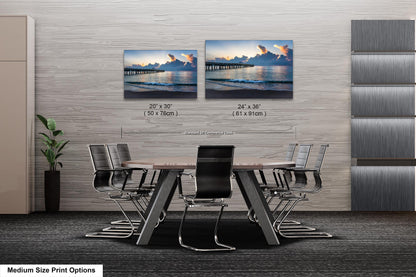 Sunrise at Lake Worth Beach and Pier Photograph Fine Art Print Canvas Acrylic Metal Wall Decor