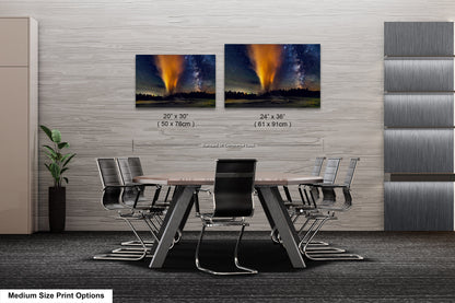 Starry Night in Yellowstone, Night Sky, Milky Way, Living Room, Bedroom, Office, Dorm, Canvas, Metal, Acrylic, Paper Print