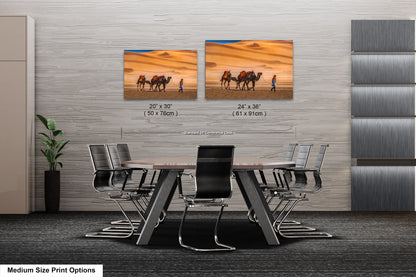 Sahara Desert Canvas Print, Camels, Morocco Photography, Photo Art, Canvas Wall Art, Desert Landscape, Travel Photography