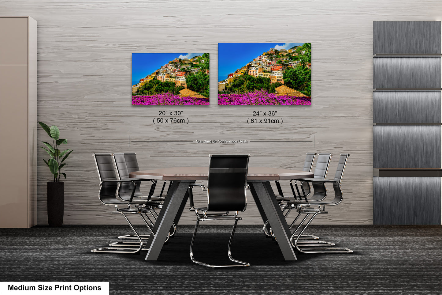 Positano Italy Canvas Print, Italy Photography, Amalfi Coast Photo, Photo Art, Positano Photography, Pink Flowers
