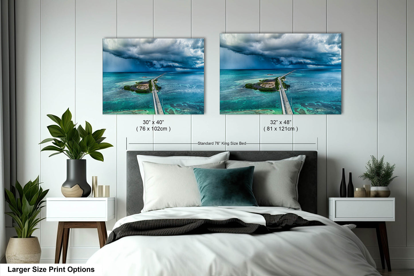 Seven Mile Bridge Wall Art - Florida Keys Stormy Ocean Landscape Print - Coastal Scenic Canvas Decor for Home & Office