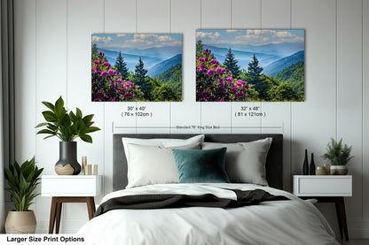 Blue Ridge Mountains and Rhododendrons, Blue Ridge Parkway, North Carolina, Photography wall art
