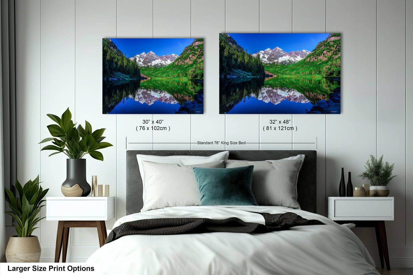 Reflections of Maroon Bells in spring, Aspen Colorado artwork, mountain lake, nature wall art, triptych, office decor,