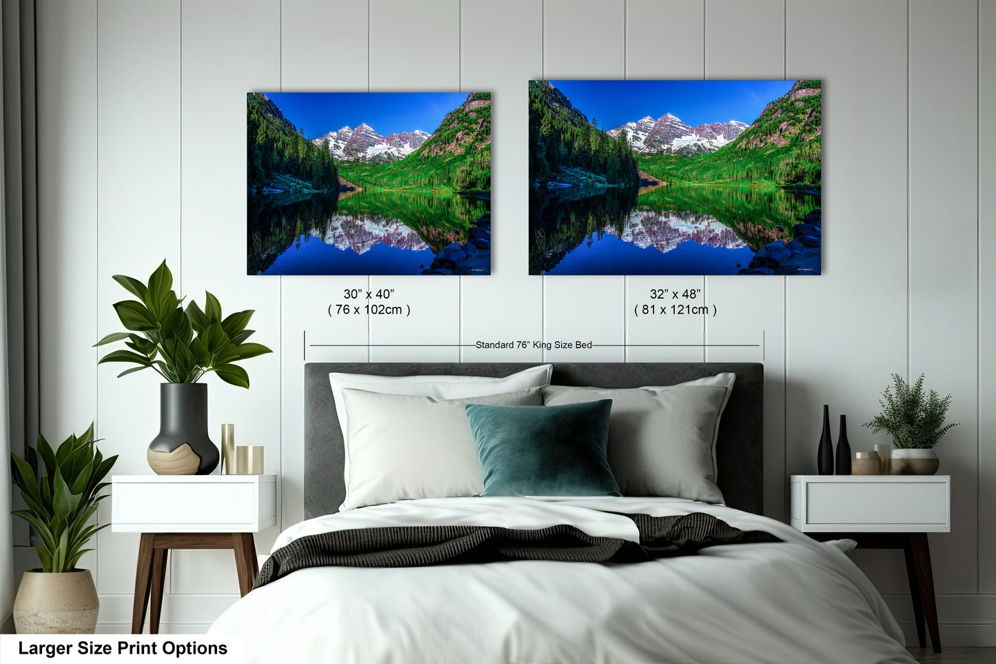 Reflections of Maroon Bells in spring, Aspen Colorado artwork, mountain lake, nature wall art, triptych, office decor,
