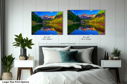 Maroon Bells canvas print, Colorado wall art, autumn colors, sunrise picture, Aspen autumn, nature photography, mountain wall art