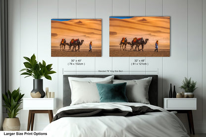 Sahara Desert Canvas Print, Camels, Morocco Photography, Photo Art, Canvas Wall Art, Desert Landscape, Travel Photography