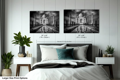 Taj Mahal Art Print, Photo Art, Black and White Canvas Print, Home Decor, Wall Art, Architecture Photography, India Photography, Travel