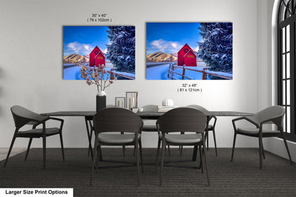 Sun Valley | Idaho | Red Barn | Winter Lights | Print | Paper | Canvas | Metal | Acrylic