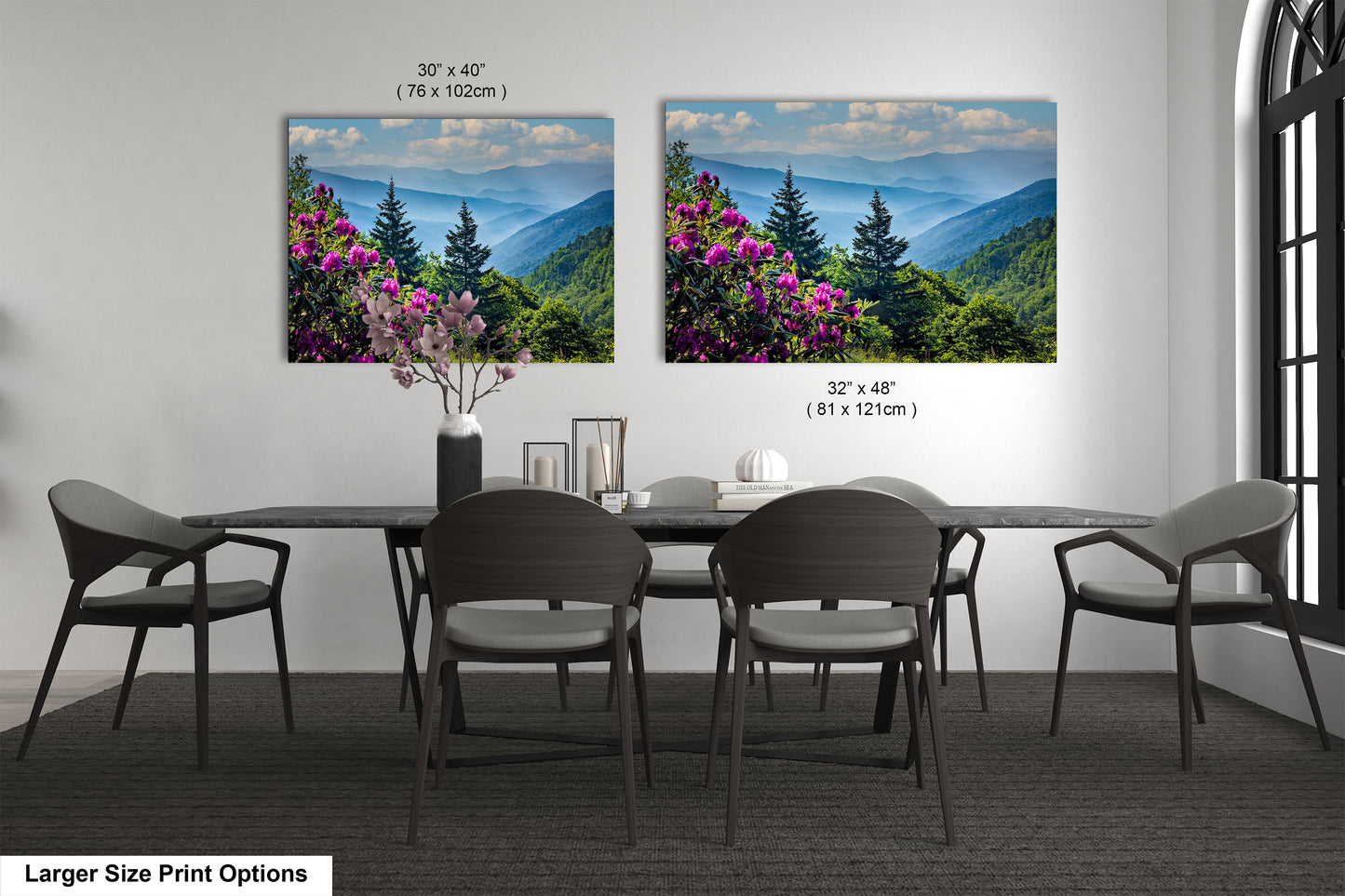 Blue Ridge Mountains and Rhododendrons, Blue Ridge Parkway, North Carolina, Photography wall art