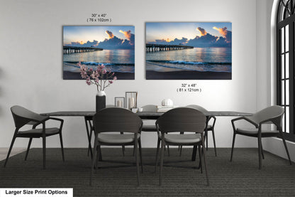 Sunrise at Lake Worth Beach and Pier Photograph Fine Art Print Canvas Acrylic Metal Wall Decor
