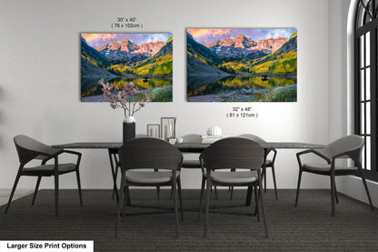Maroon Bells with moose, Maroon Bells fall picture, Colorado aspens wall art, Autumn colors and mountains, Aspen Colorado landscape print
