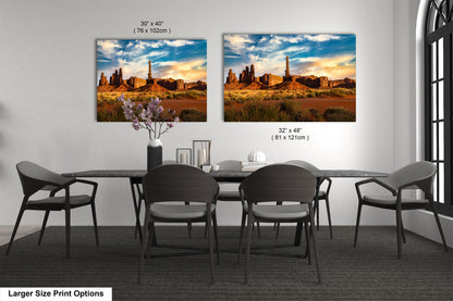 Monument Valley Artwork - Totem Pole Desert Landscape Sunset Print, Southwest Native Style Wall Decor, Home Gift, Tribal Boho Art Poster