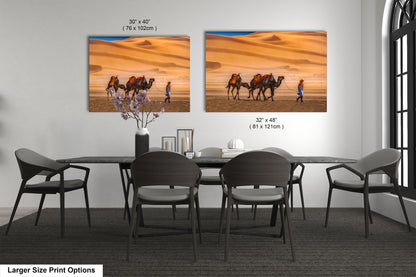 Sahara Desert Canvas Print, Camels, Morocco Photography, Photo Art, Canvas Wall Art, Desert Landscape, Travel Photography