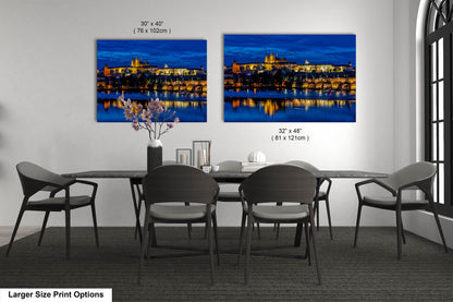 Prague Castle on Canvas, Cityscape Print, Photo Art, Prague Photography, Canvas Wall Art, Prague Czech Republic, Charles Bridge, River