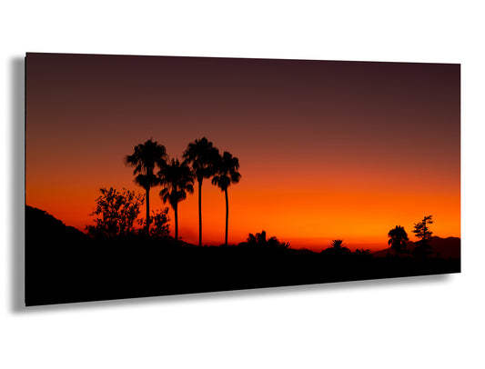 Santa Barbara Red Sunset on Canvas, Landscape Image, Canvas Print, Canvas Wall Art, Santa Barbara Night, Palm Trees Silhouette