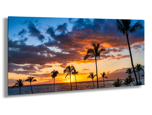 Maui Sunset Photo, Real Photo, Maui Print, Maui Wall Art, Maui Palms, Maui Photo, Maui Canvas Print, Maui Wall Decor, Hawaii Metal Print
