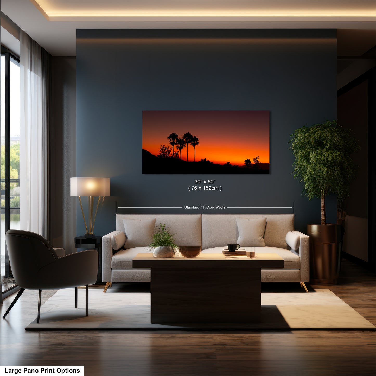 Santa Barbara Red Sunset on Canvas, Landscape Image, Canvas Print, Canvas Wall Art, Santa Barbara Night, Palm Trees Silhouette