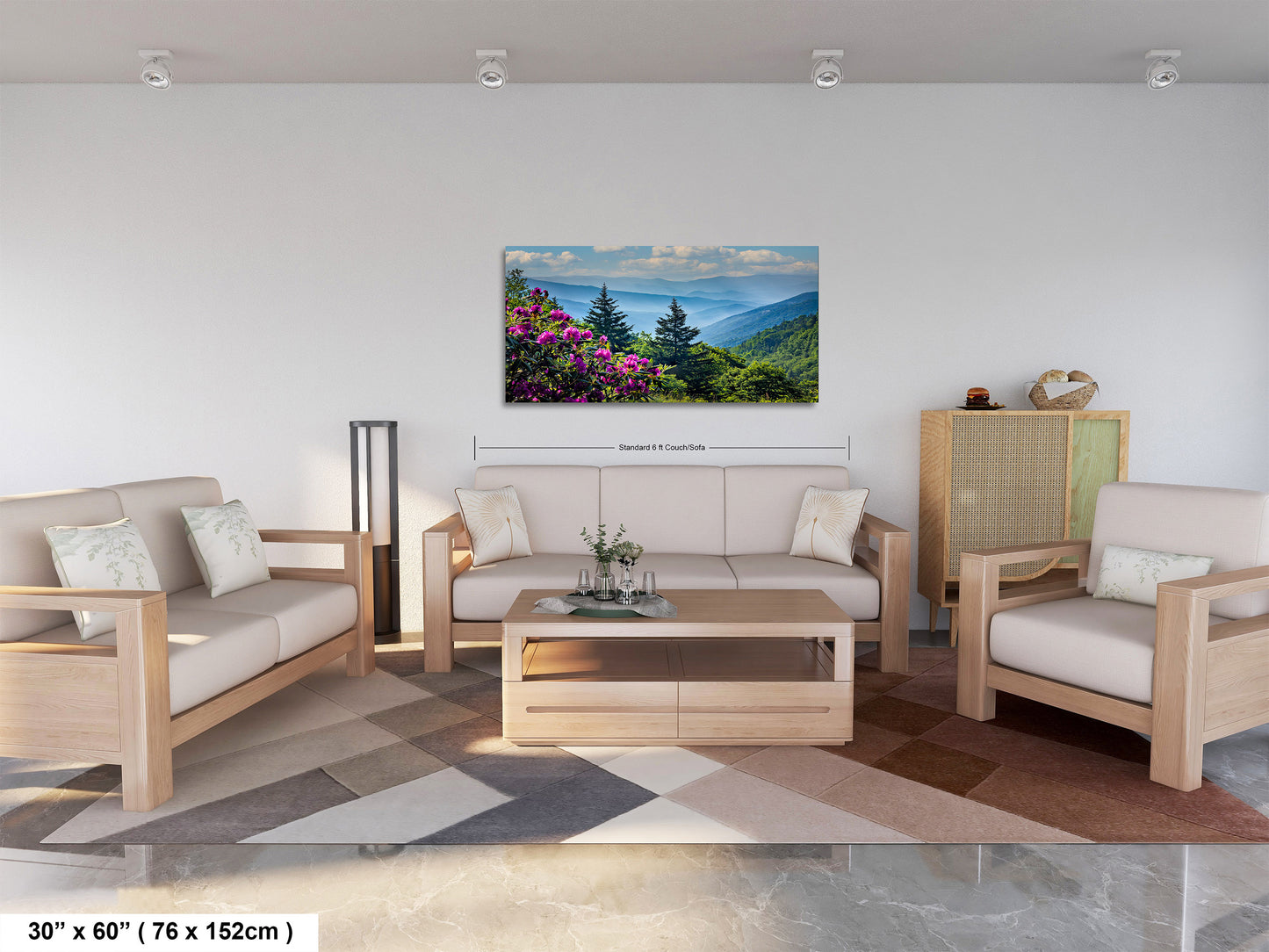 Blue Ridge Mountains and Rhododendrons, Blue Ridge Parkway, North Carolina, Photography wall art