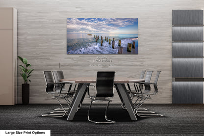 Naples Beach Canvas Art with Historic Pillars - Florida Gulf Scenic Decor
