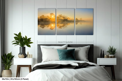 Sunrise Silhouette Lake Reflection Art Print - Serene Nature Wall Decor