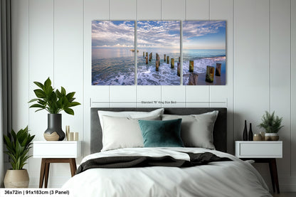 Naples Beach Canvas Art with Historic Pillars - Florida Gulf Scenic Decor
