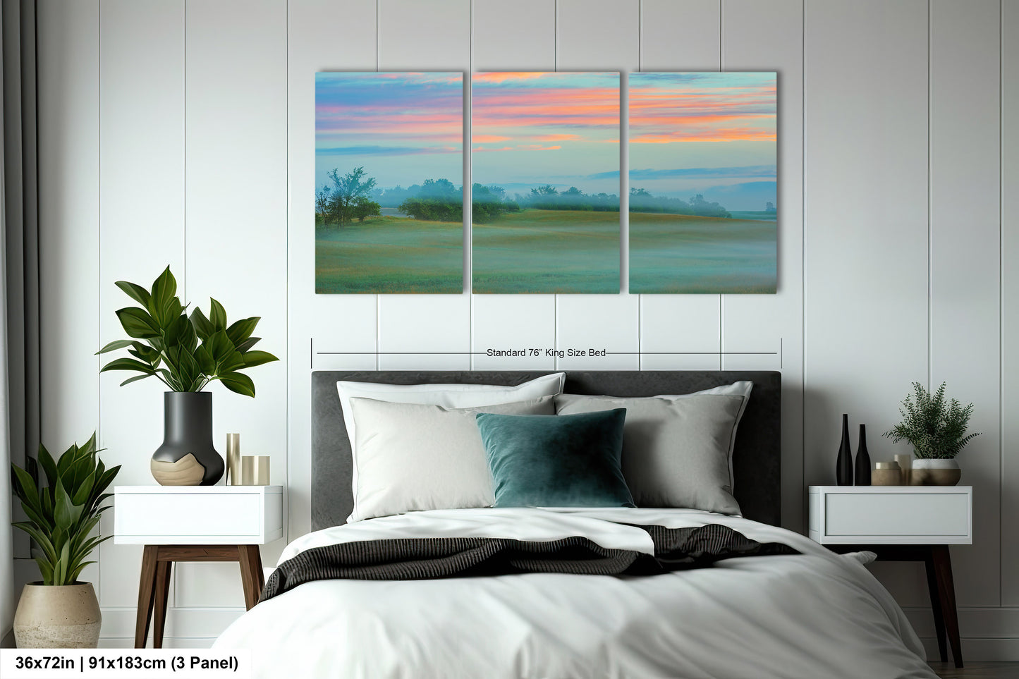 Misty Pastoral Scene, Pastel Colors at Sunrise, Misty Pasture