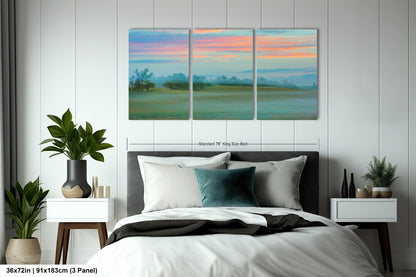 Misty Pastoral Scene, Pastel Colors at Sunrise, Misty Pasture