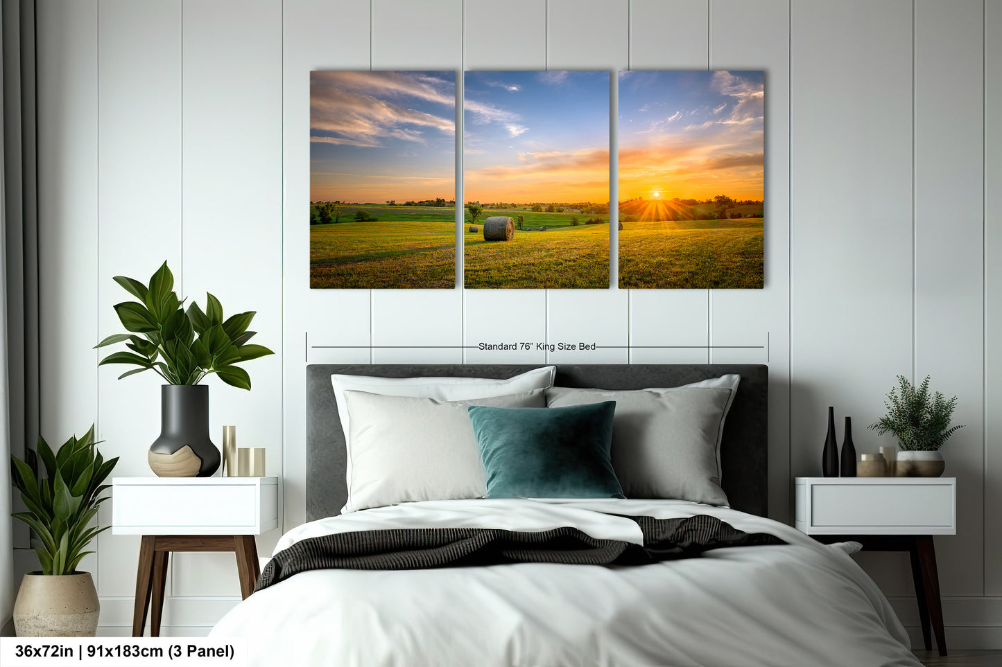 Prairie Sunrise with Hay Bales