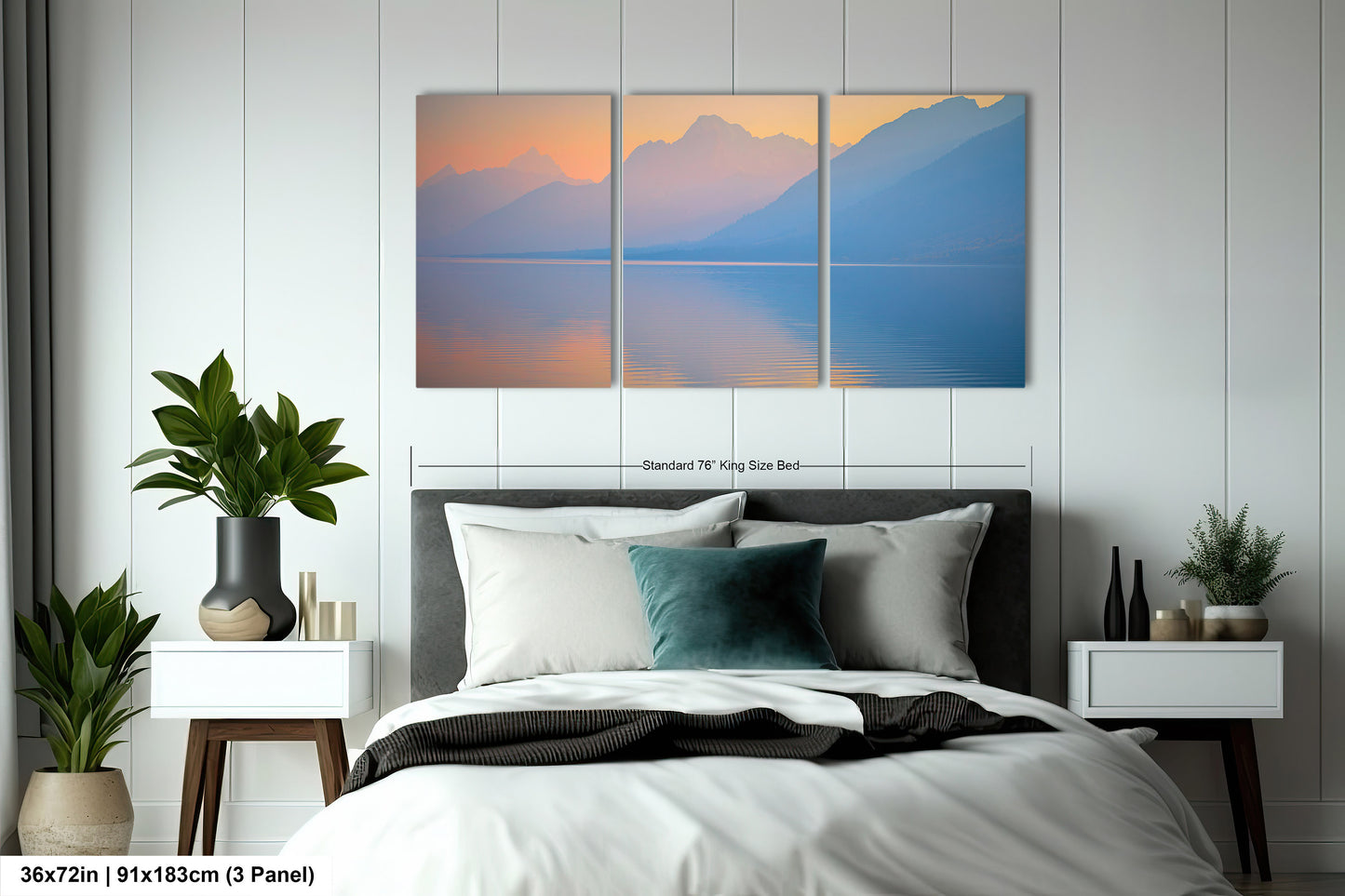 Grand Tetons in Mist at Jenny Lake - Serene Nature Landscape Art