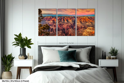 Grand Canyon Sunset Photography, Landscape Canvas Print, Travel Art, Wall decor, South Rim Desert, Arizona Park, Red Rocks