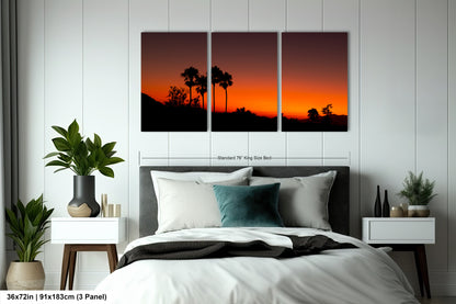 Santa Barbara Red Sunset on Canvas, Landscape Image, Canvas Print, Canvas Wall Art, Santa Barbara Night, Palm Trees Silhouette