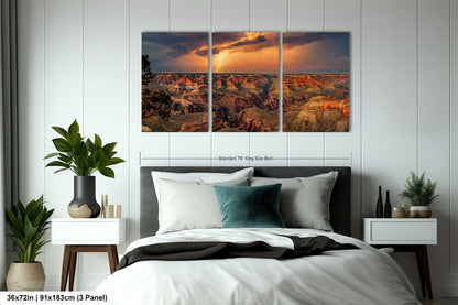 Grand Canyon Lightning, Arizona Art, Red Rock Artwork, Gift, Vibrant Sunset Landscape, Nature Photography Print, Canvas, Metal, Acrylic