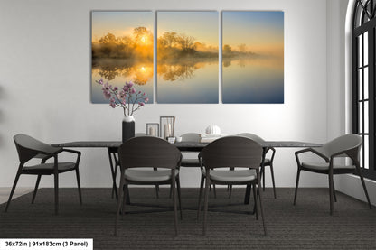 Sunrise Silhouette Lake Reflection Art Print - Serene Nature Wall Decor