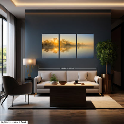 Sunrise Silhouette Lake Reflection Art Print - Serene Nature Wall Decor