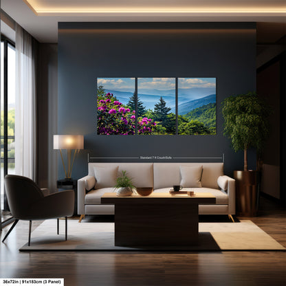 Blue Ridge Mountains and Rhododendrons, Blue Ridge Parkway, North Carolina, Photography wall art