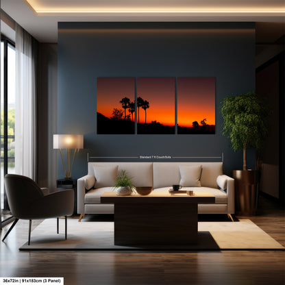 Santa Barbara Red Sunset on Canvas, Landscape Image, Canvas Print, Canvas Wall Art, Santa Barbara Night, Palm Trees Silhouette