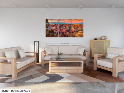 Grand Canyon Sunset Photography, Landscape Canvas Print, Travel Art, Wall decor, South Rim Desert, Arizona Park, Red Rocks
